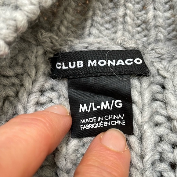 Club Monaco Janeen Gray Thick Knitted Poncho Sweater M L Alpaca Merino Wool - Picture 3 of 11